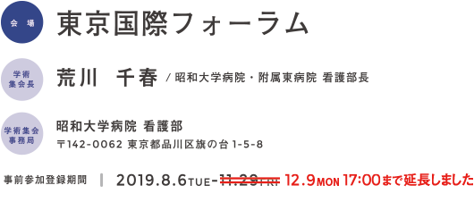 東京国際フォーラム/学術集会長 荒川千春(昭和大学病院・附属東病院 看護部長)